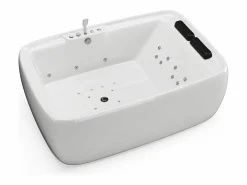 Shower & Design Bañera de hidromasaje blanca - 2 plazas - 390 L - 180 x 120 x 60 cm - VOLUTA