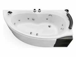 Hot Bañera de hidromasaje blanca, 1 plaza, Ancho 150 x A56 x Prof. 100 cm, ángulo derecho, LUANA Bañera De Hidromasaje|Bañera Rinconera