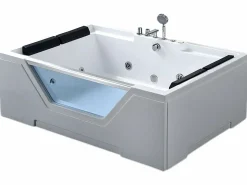Sale Bañera de hidromasaje con cristal panorámico 170 X 120 cm 8 jets - Amber Bañera De Hidromasaje|Bañera Rinconera