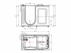Bañera de hidromasaje con puerta - 1 plaza - 355L - 134,5 x 67,3 x 106 cm - BURAM Bañera De Hidromasaje