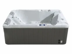 VOGUE SPA Bañera de hidromasaje de 3 plazas perlado con cubierta, 65 chorros, Ancho 210 x Prof. 158 x Alt. 73 cm, motor BALBOA, FIDJI Blanco