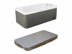Outlet Bañera de hidromasaje de 2 plazas perlado con cubierta, 18 jets, Ancho 210 x Prof. 110 x Alt. 74 cm, motor BALBOA, TAHITI Bañera De Hidromasaje De Exterior