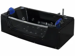 ELITESHOPPING Bañera de hidromasaje negra 180 X 90 cm frontal de cristal 14 jets - Cherry