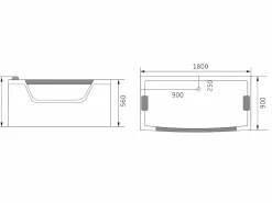ELITESHOPPING Bañera de hidromasaje negra 180 X 90 cm frontal de cristal 14 jets - Cherry
