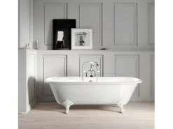 Discount ROGIER & MOTHES Bañera de Hierro PLYMOUTH blanca 153 cm Patas BLANCAS Blanco