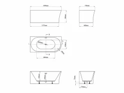 Discount Bañera de ángulo izquierdo - 201 L - 150 x 75 x 59 cm - - Acrílico - PONTICOLA Bañera Rinconera