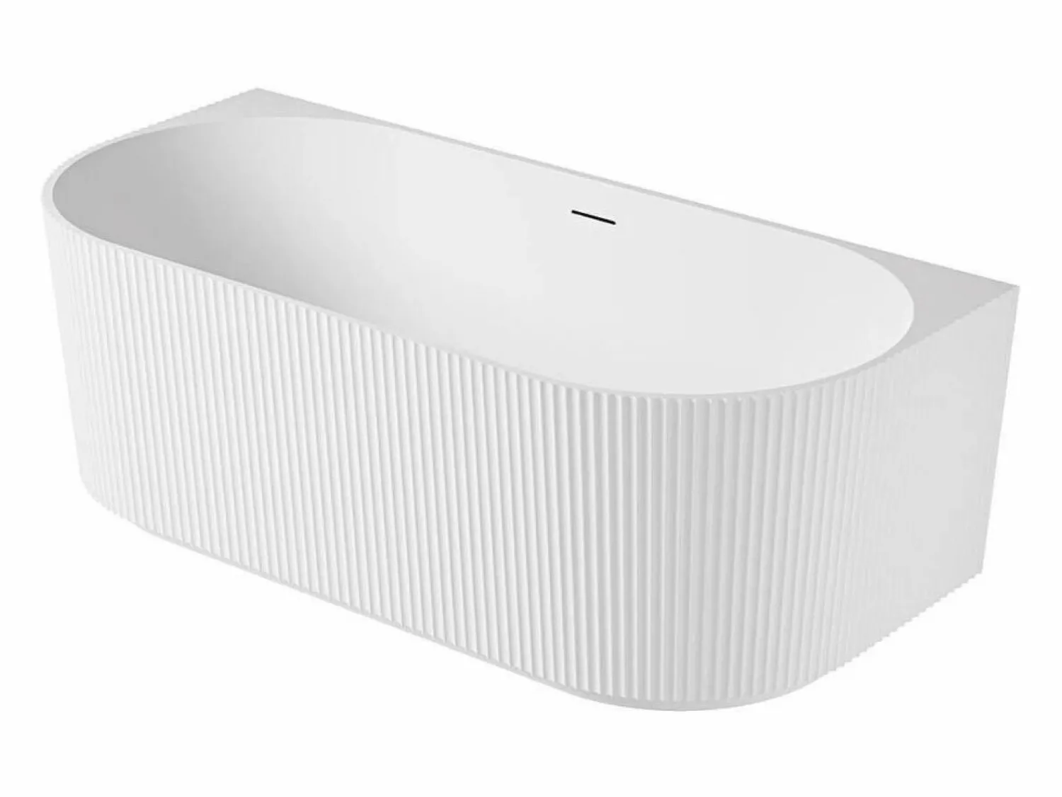 Bañera de pared STRIA de 170 cm con nervaduras acrílicas blancas