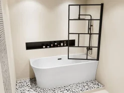 New Shower & Design Bañera ducha con mampara de baño giratoria - 201 L - Ángulo derecho - PONTICOLA Blanco