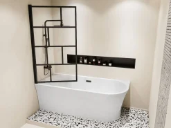 New Shower & Design Bañera ducha con mampara giratoria - 201 L - Ángulo izquierdo - PONTICOLA Blanco
