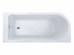 Shower & Design Bañera esquinera ovalado blanca en acrílico, 201L, 150 x 75 x 58 cm, ángulo derecho, ANIKA