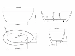 Sale Shower & Design Bañera exenta - 245 L - 160 x 82 x 58 cm - mate - Acrílico - APULIA Blanco