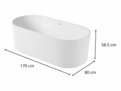New Bañera exenta acanalada acrílica blanca STRIA de 170 cm Blanco