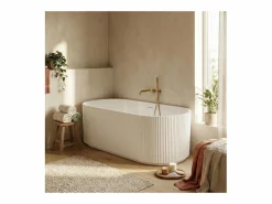 New Bañera exenta acanalada acrílica blanca STRIA de 170 cm Blanco