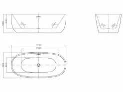 Outlet Bañera exenta acrílica ovalada blanca, 238L, 170 x 80 x 58 cm, NICA Bañera Exenta