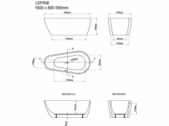 Online Bañera exenta asimétrica - 240 L - 160 x 80 x 59 cm - - Acrílico - LEPINE Bañera Exenta