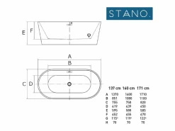 STANO Bañera exenta BERWIN 137 cm