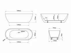 Clearance Bañera exenta blanca - 217 L - acrílico - 180 x 75 x 57 cm - SAROFA Bañera Exenta