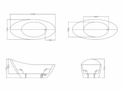 Shower & Design Bañera exenta blanca - 1 plaza - 181 L - Ancho 150 x Prof. 75 x Alt. 70 cm - NATALIA