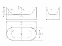 Shower & Design Bañera exenta blanca - acrílico - 170 x 75 X 58 cm - KATOUCHA