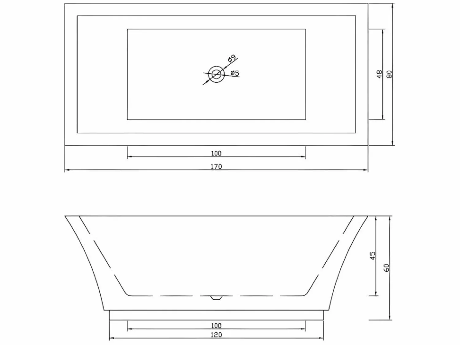 Online ELITESHOPPING Bañera exenta blanca 170 X 80 cm - Heaven Blanco
