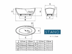 Discount STANO Bañera exenta BRIGHTON 170 cm Blanco