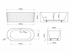 Clearance Bañera exenta de acrílico - mate - 230L - 170 x 75 x 58 cm - ALIENA Bañera Exenta