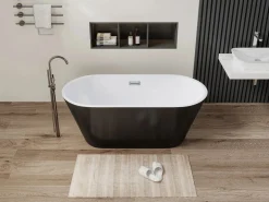 Shower & Design Bañera exenta design negra, acrílico, 150 x 70 x 58 cm, TWIGGY