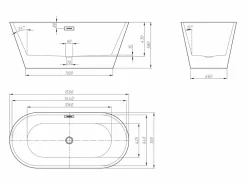 Shower & Design Bañera exenta design negra, acrílico, 150 x 70 x 58 cm, TWIGGY