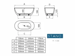 Outlet STANO Bañera exenta LISBON 160 cm Blanco