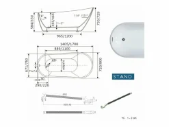 STANO Bañera exenta OPRAH 140 cm Blanco