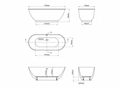 Discount Bañera exenta ovalada - 240 L - 170 x 75 x 60 cm - - Acrílico - MOBULA Bañera Exenta