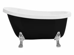 Clearance Shower & Design Bañera exenta ovalada - Retro - 200 L - 145 x 74 x 77 cm - Patas de león plateadas - NISOS Negro