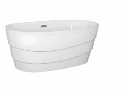 Shower & Design Bañera exenta ovalada blanca en isla, 200L, 150 x 72 x 58 cm, DOMINIKA