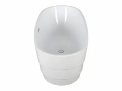 Shower & Design Bañera exenta ovalada blanca en isla, 200L, 150 x 72 x 58 cm, DOMINIKA