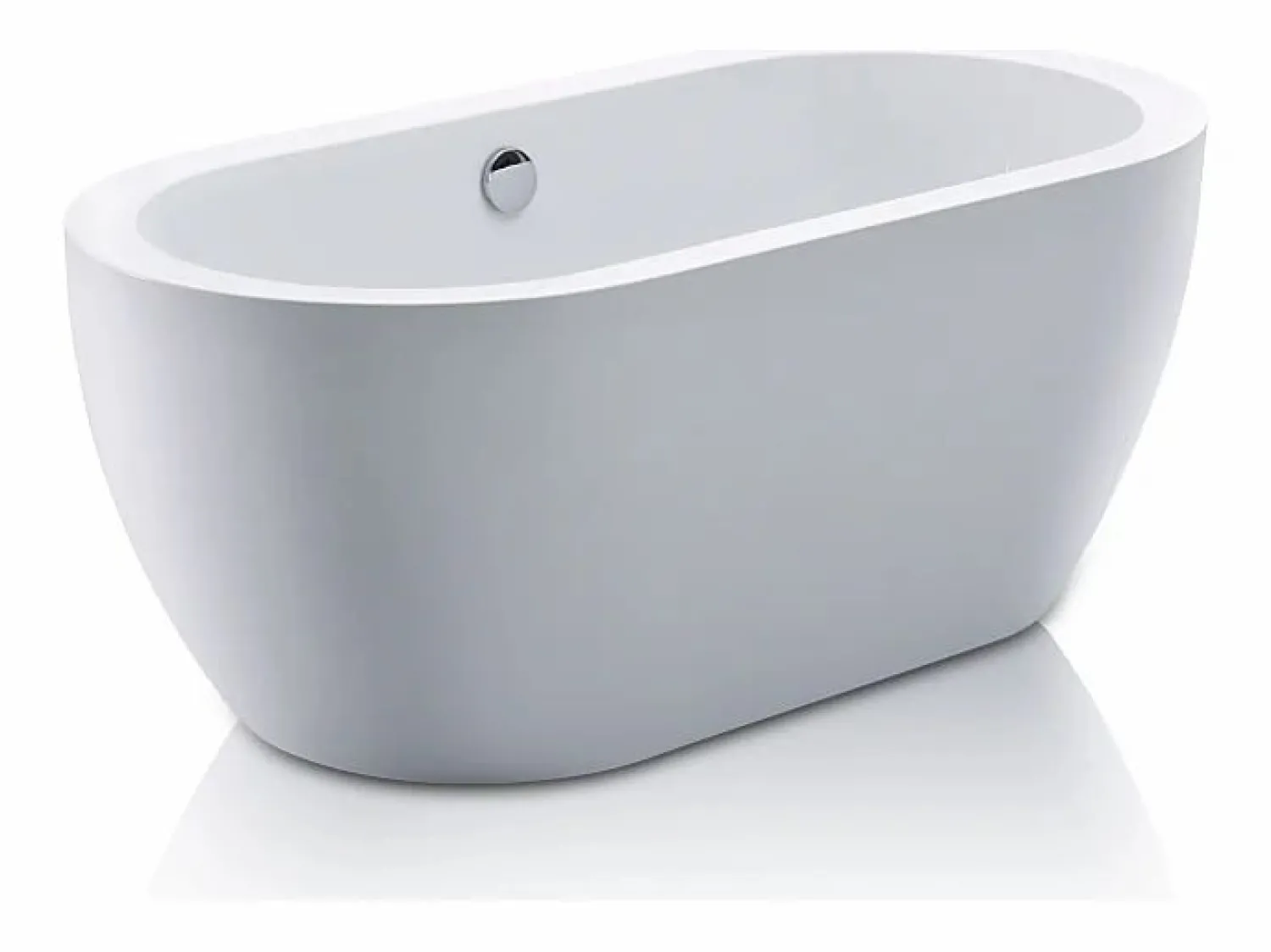 Shower & Design Bañera exenta ovalada blanca en isla, 178L, 150 x 75 x 58 cm, ADRINA