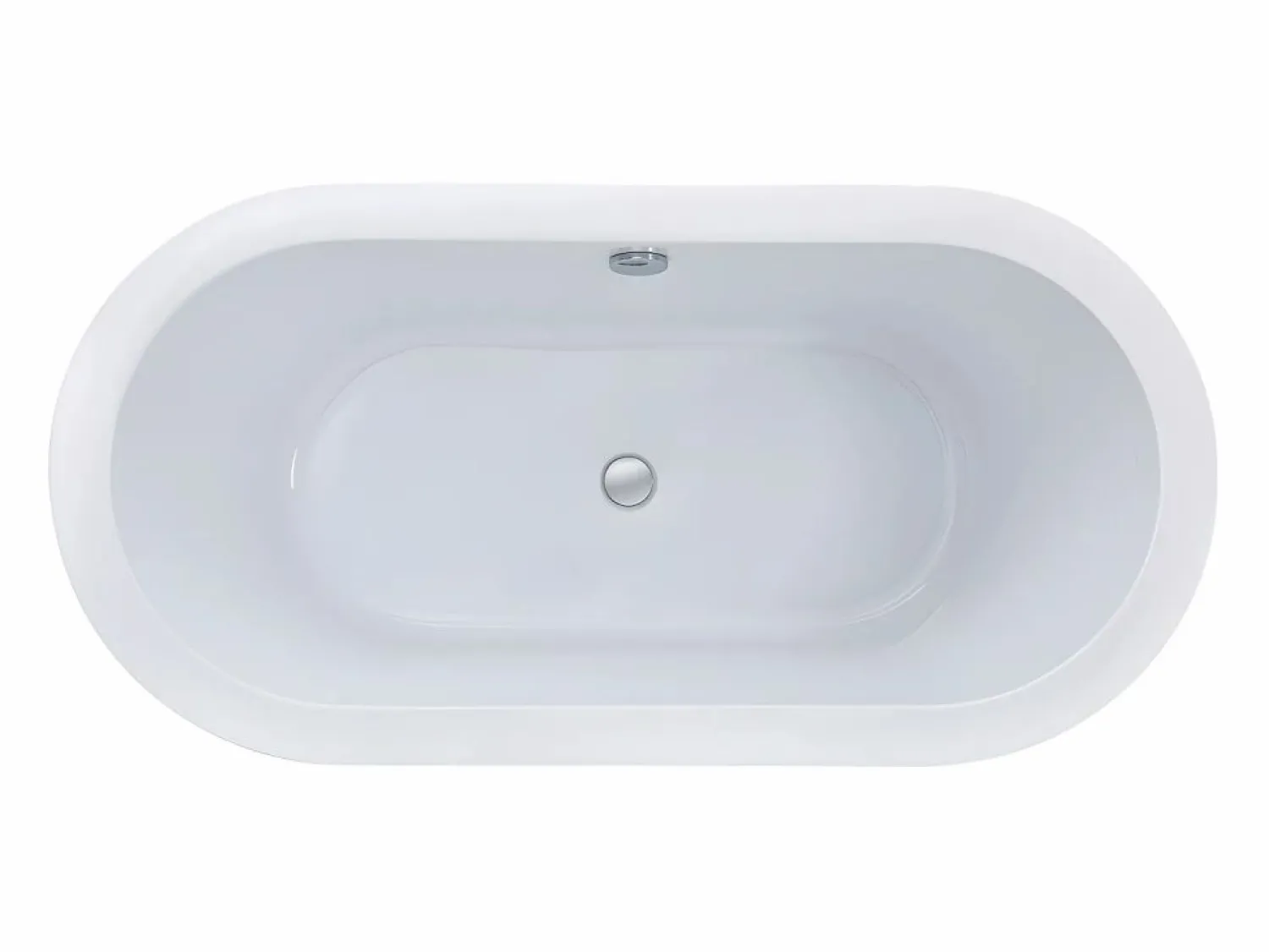 Shower & Design Bañera exenta ovalada blanca en isla, 178L, 150 x 75 x 58 cm, ADRINA