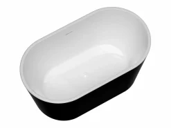 Shower & Design Bañera exenta ovalada de acrílico negra, 180L, 130 x 71 x 58 cm, APOGON