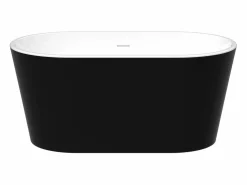 Shower & Design Bañera exenta ovalada de acrílico negra, 180L, 130 x 71 x 58 cm, APOGON