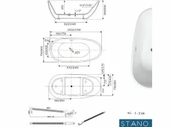 STANO Bañera exenta PHOENIX 150 cm Blanco