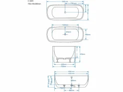 Outlet Shower & Design Bañera hidromasaje SIRGAO blanca 155L 150x75x56 cm Blanco