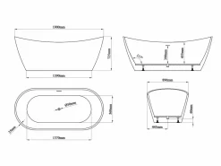 Shower & Design Bañera independiente blanca - 360 L - Acrílico - 190 x 89 x 72 cm - BORAZA
