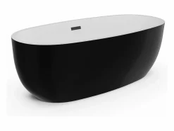 Clearance Bañera independiente ovalada negra de acrílico, 238L, 170 x 80 x 58 cm, NICA Bañera Exenta
