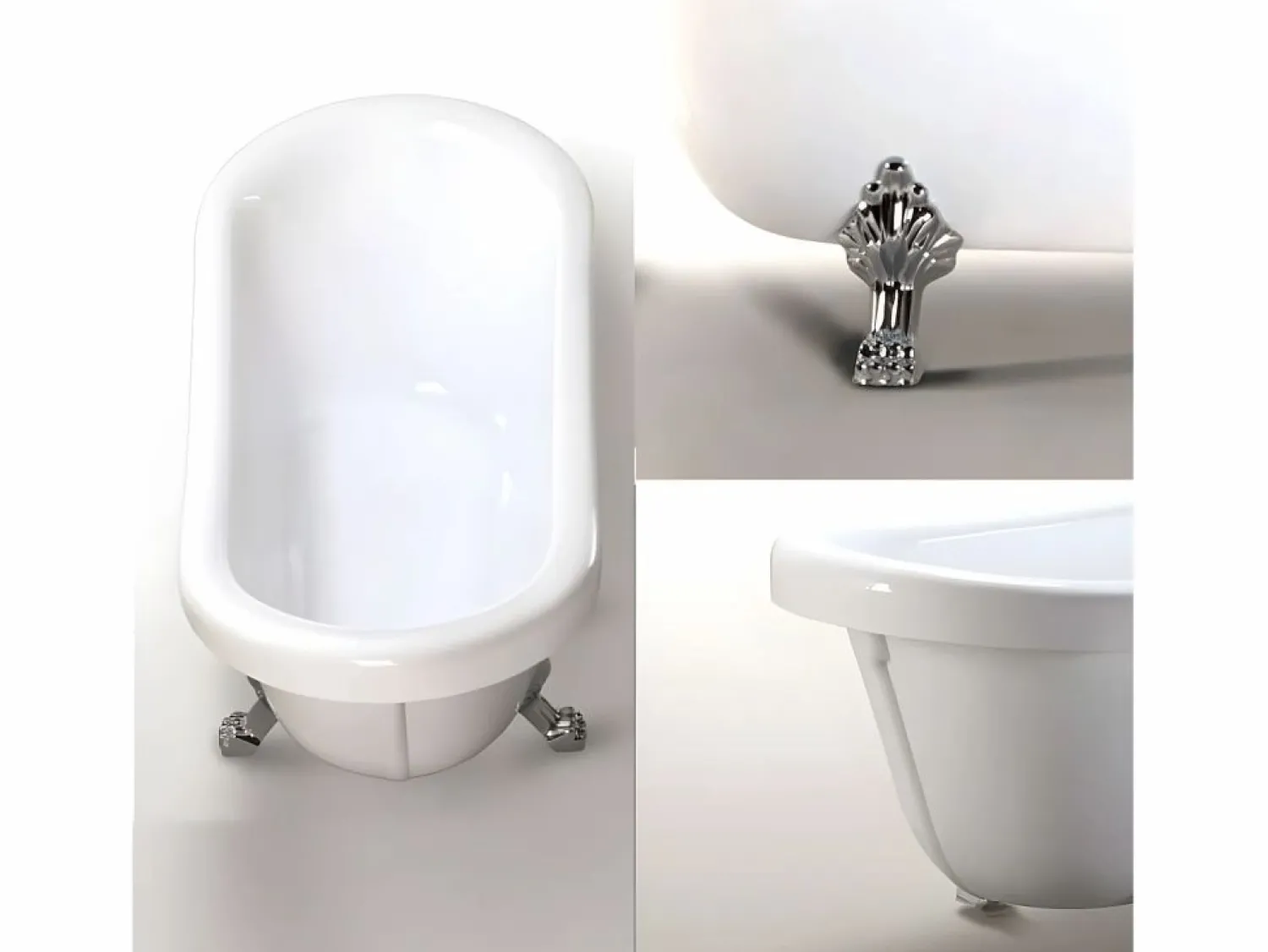 Online ELITESHOPPING Bañera isla vintage 170 x 80 cm con patas plateadas - Marigold Blanco