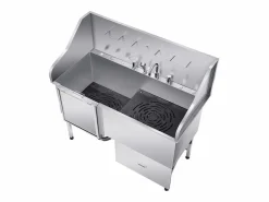 Bañera para Perros SucceBuy, Animales de Compañía Acero Inoxidable 155 cm, Rampita de Puerta Izquierda