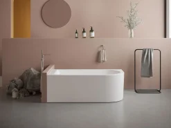 Shower & Design Bañera rinconera acrílica blanca, 240L, 170 x 75 x 58 cm, esquina izquierda, ANIKA