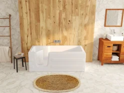 Shower & Design Bañera rinconera con puerta SERVEE - 235L - 170x76x62 cm - ángulo izquierdo - sifón