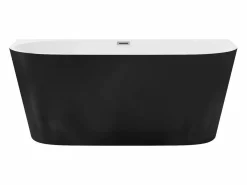 Best Bañera semi exenta ovalada negra en acrílico, 175L, 130 x 71,5 x 58 cm, DIVINA Bañera Semi Exenta
