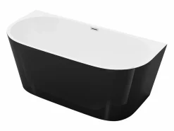 Best Bañera semi exenta ovalada negra en acrílico, 175L, 130 x 71,5 x 58 cm, DIVINA Bañera Semi Exenta