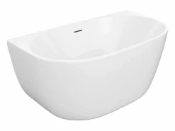 Best Bañera semi-exenta blanca - 167 L - Acrílica - 130 x 72 x 58 cm - AMOSARI Bañera Semi Exenta