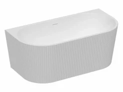 Sale Shower & Design Bañera semi-exenta estriada de acrílico blanca, 206L, 149 x 75 x 58 cm, ZELINA Blanco